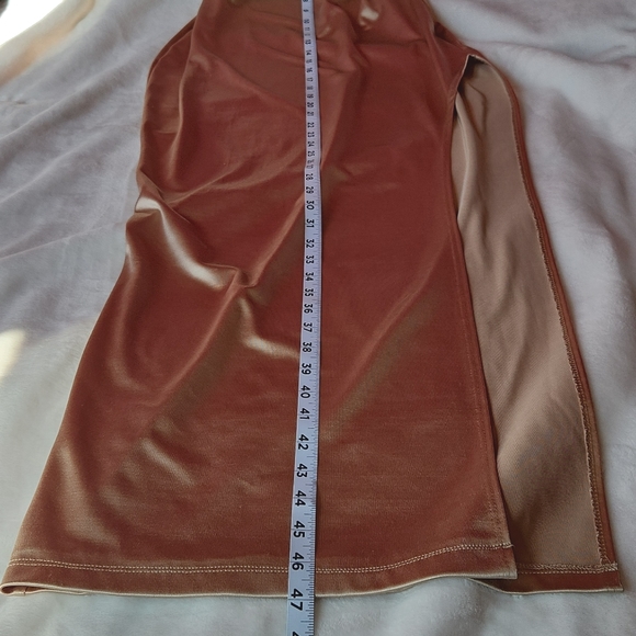 Women's Long, Fitted, Bodycon, Champaign Color, Cowl Neck, Sexy Formal Dress - Picture 4 of 9